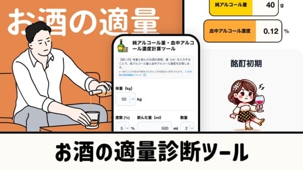 純アルコール量＆血中アルコール濃度計算ツール｜適量を診断