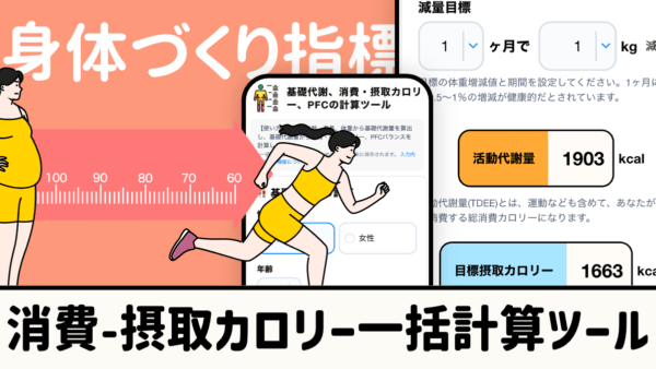 基礎代謝量・消費-摂取カロリー・PFCバランス自動計算ツール