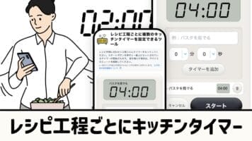 レシピ工程ごとにキッチンタイマー
